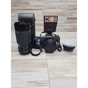 Canon T50 35mm film camera With Extra Lens and Flash. Untested.
